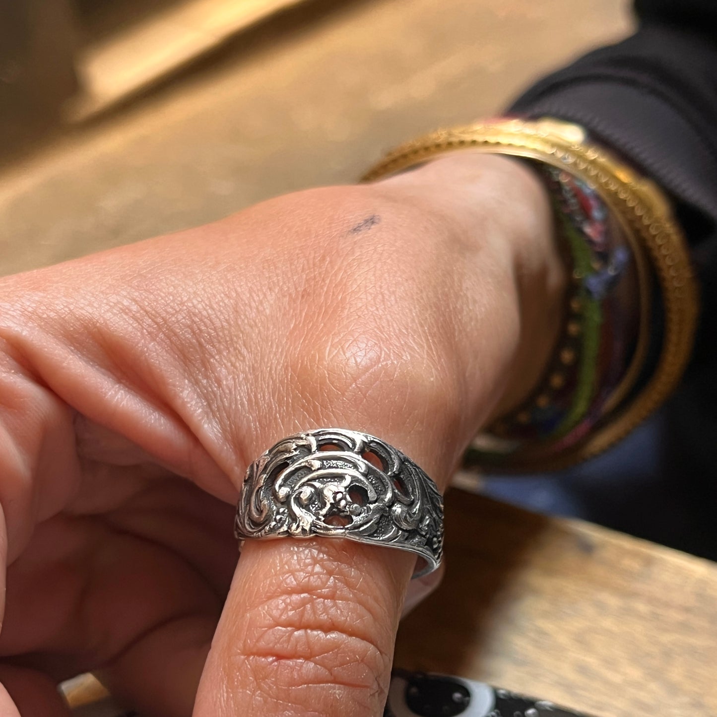 Anello Artigianale UVA TRAFORATO Mod. CLASSICO  Realizzato con Antica posata in Argento (Prima Metà del ’900)