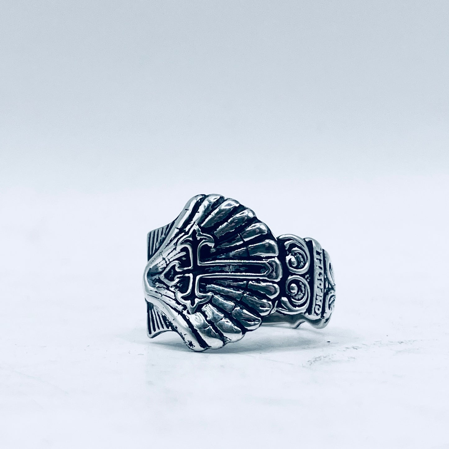 Anello Artigianale + Pendente (omaggio) SANTIAGO Mod. CLASSICO  Realizzato con Antica posata in Argento (Prima Metà del ’900)