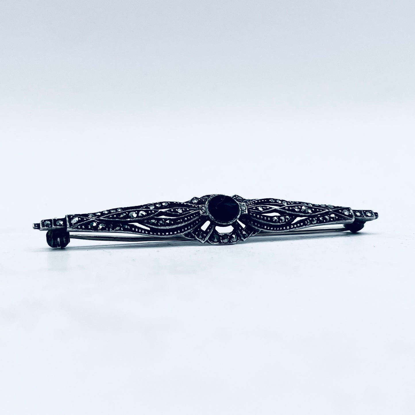 Anello Artigianale SPILLA ONICE MARCASSITE Mod. SPILLA Realizzato con Antica spilla in Argento (Prima Metà del ’900)
