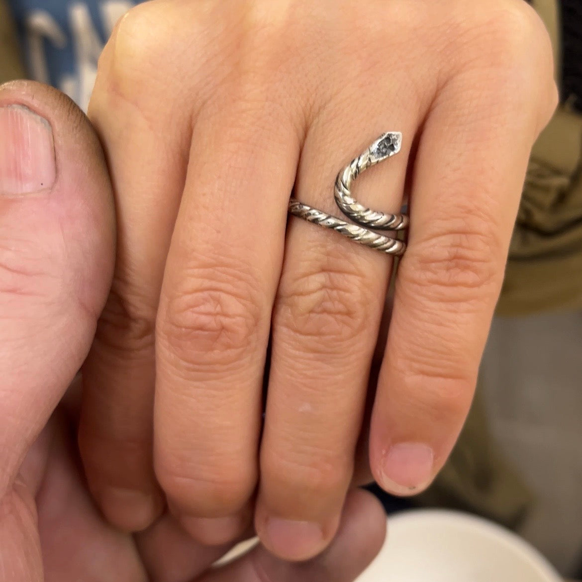 Anello Artigianale SERPENTE Realizzato con parte di Antico porta tovagliolo in Argento (Prima Metà del ’900)