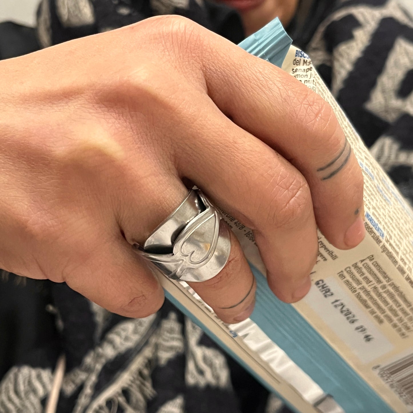 Anello Artigianale Mod. INTERO CUORI  Realizzato con intero Cucchiaino in ACCIAIO