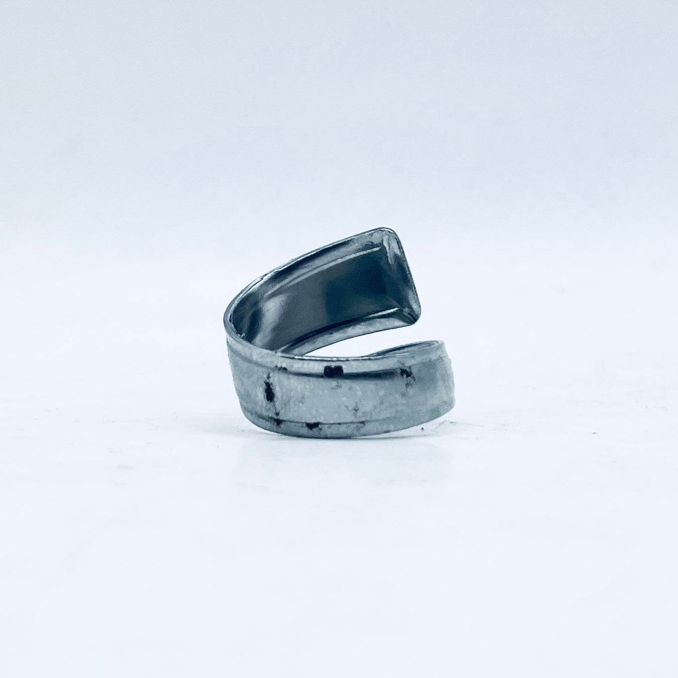 Anello Artigianale Mod. SPIRALE  Realizzato con intero Cucchiaino in ACCIAIO