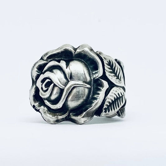 Anello Artigianale ROSA Mod. CLASSICO  Realizzato con Antica posata in Argento (Prima Metà del ’900)
