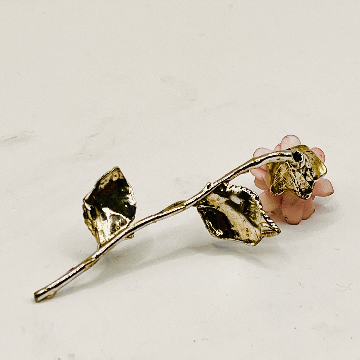 Anello Artigianale ROSA 03 Mod. CLASSICO  Realizzato con Antica SPILLA in Argento 800(Prima Metà del ’900)