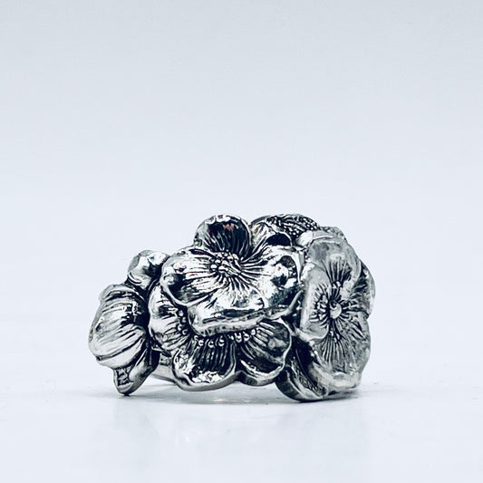 Anello Artigianale FIORE DEL TE Mod. CLASSICO  Realizzato con Antica posata in Argento (Prima Metà del ’900)
