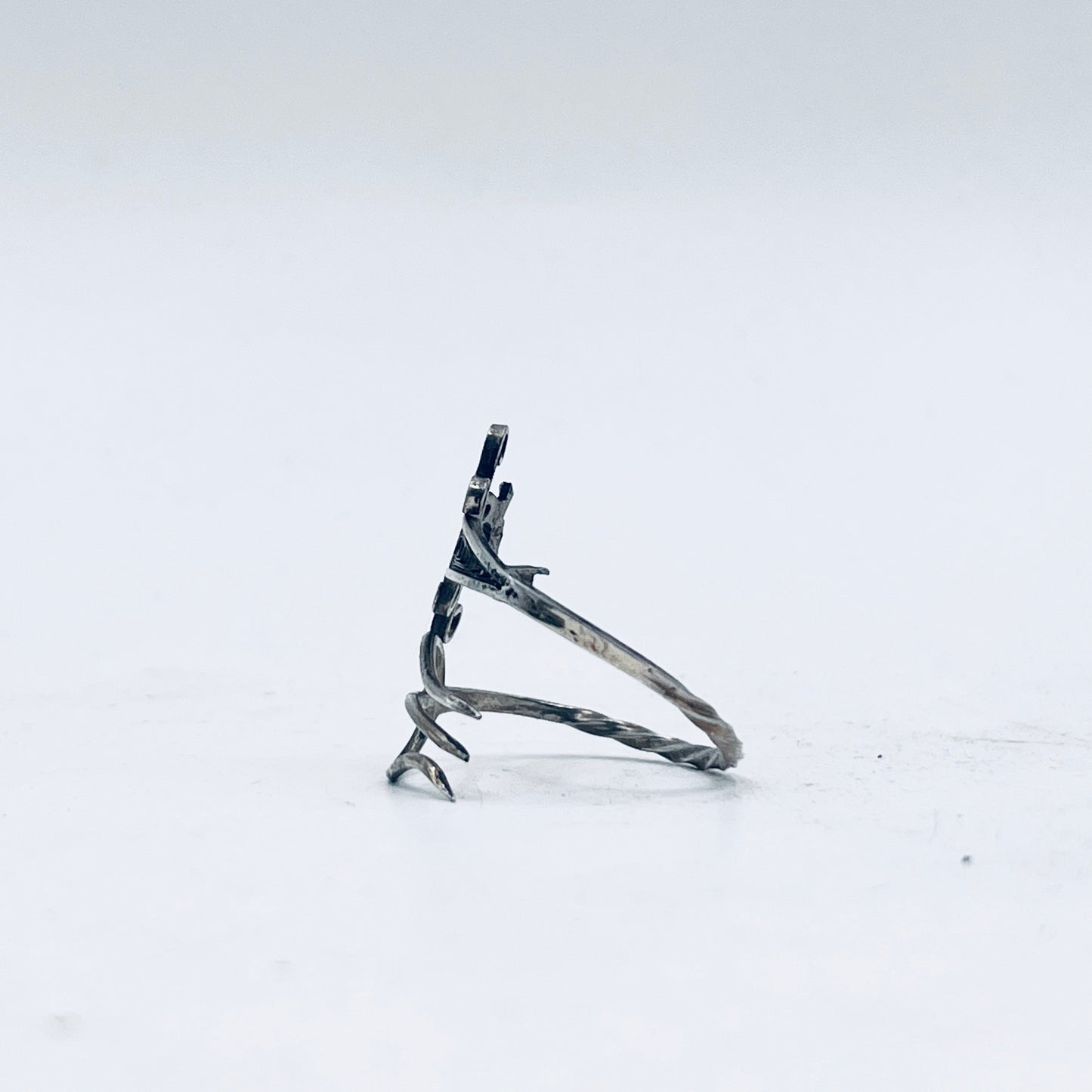 Anello Artigianale LAMA Mod. FORCHETTINA Realizzato con intera antica forchettina in Argento 925 (Prima Metà del ’900)