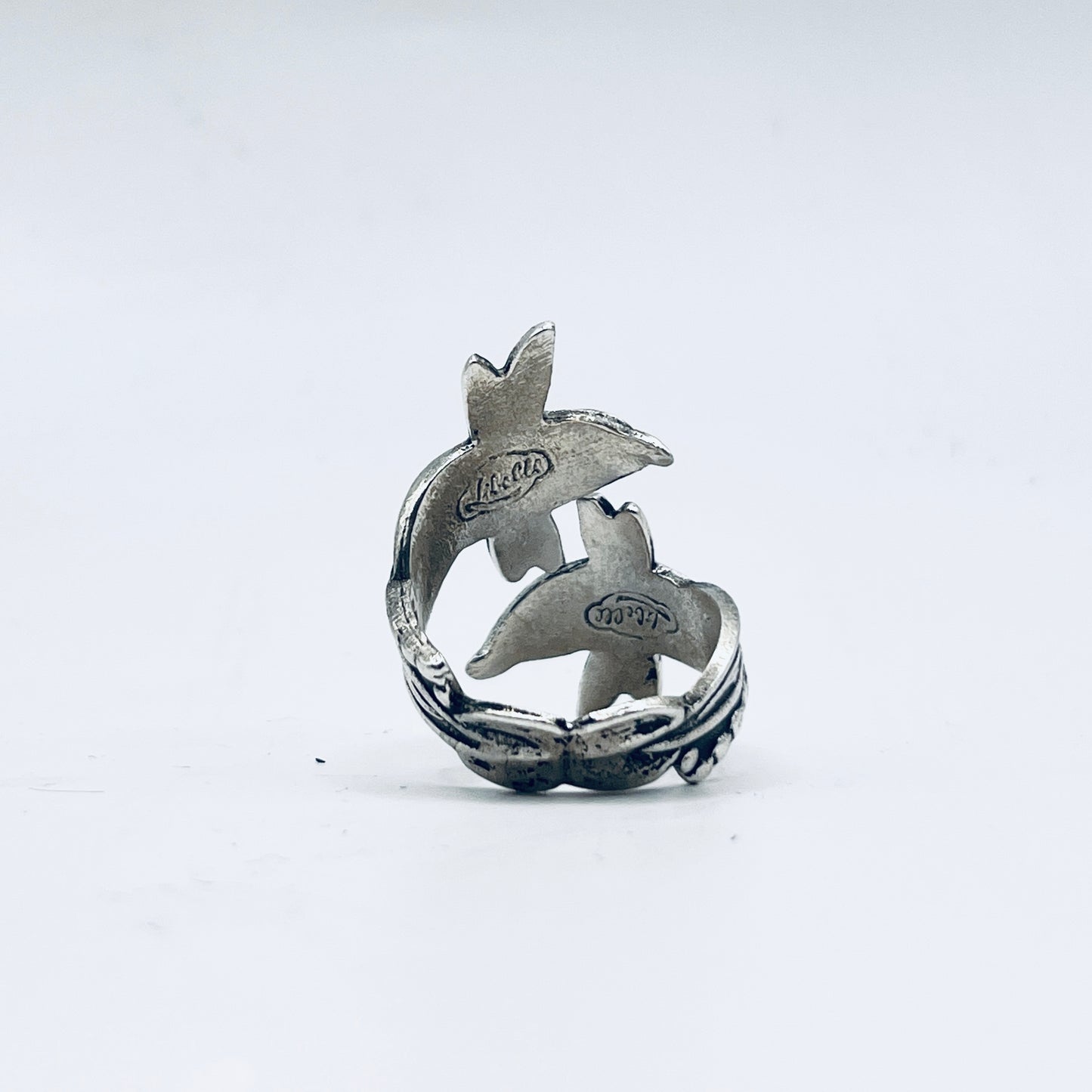 Anello Artigianale DUE LIBELLULE Mod. SPIRALE  Realizzato con Antica posata in Argento (Prima Metà del ’900)