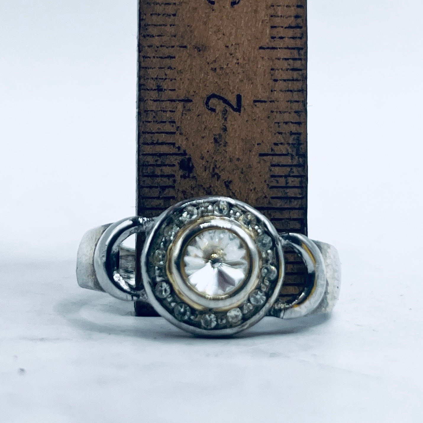 Anello Artigianale SPILLA ZIRCONI Mod. SPILLA Realizzato con Antica spilla in Argento (Prima Metà del ’900)