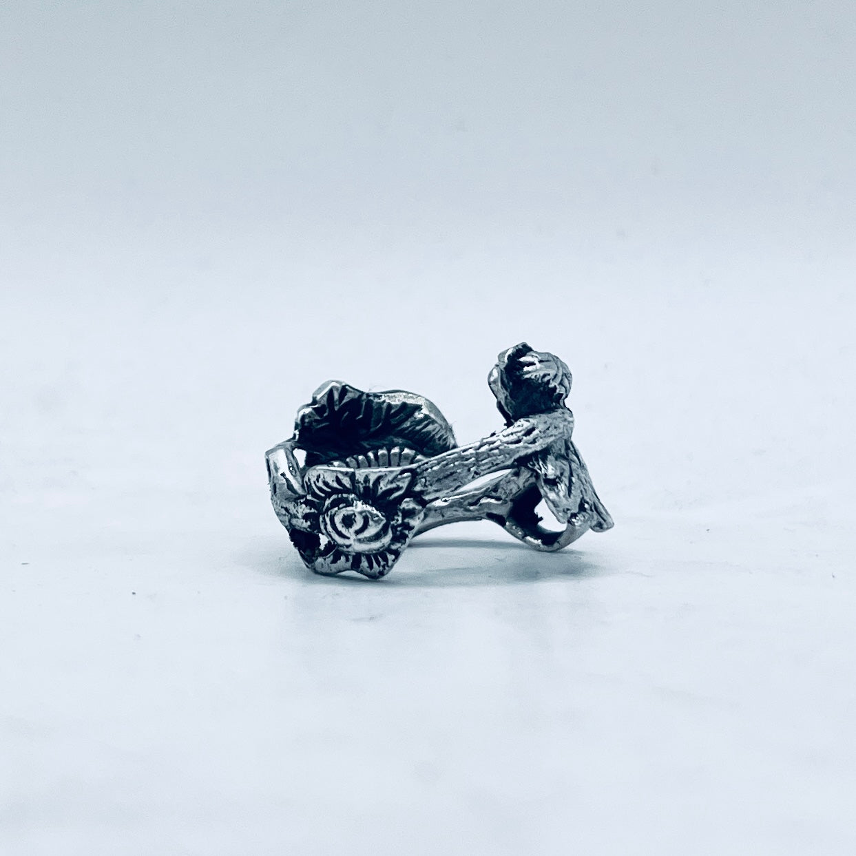 Anello Artigianale + Pendente (omaggio) FOGLIE Mod. CLASSICO  Realizzato con Antica posata in Argento (Prima Metà del ’900)