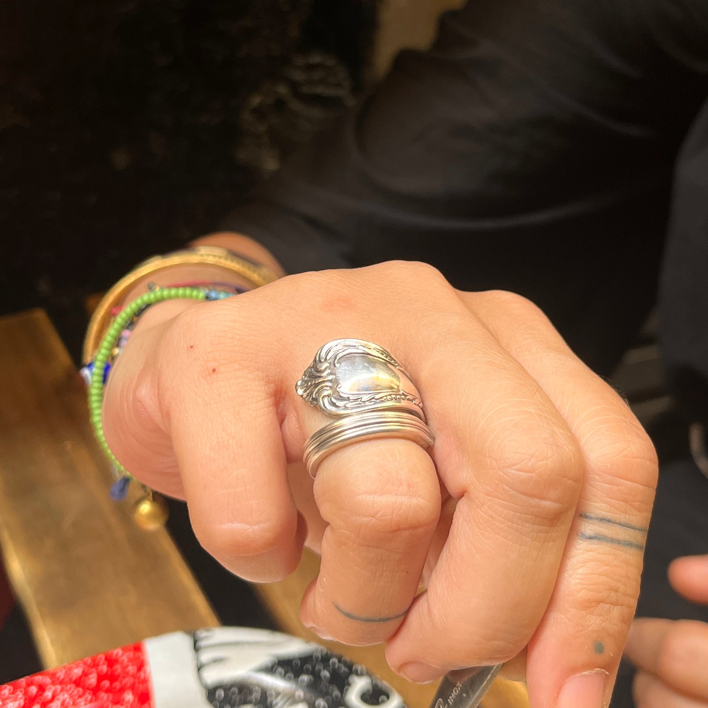 Anello Artigianale Mod. SPIRALE  Realizzato con Antica posata in Argento (Prima Metà del ’900)