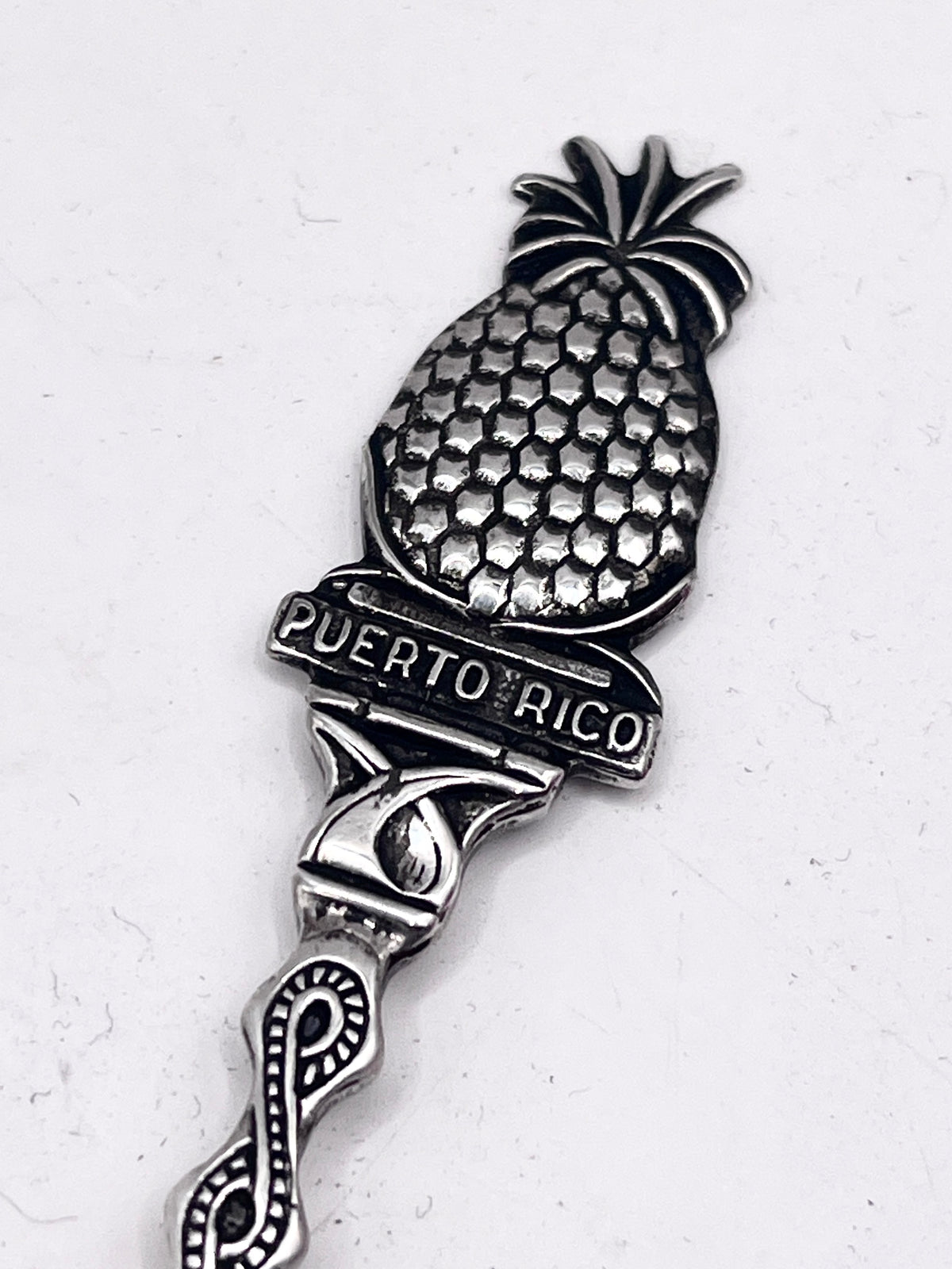 Anello Ananas Puerto Rico ricavato da una posata antica in lega d’argento – vista 2