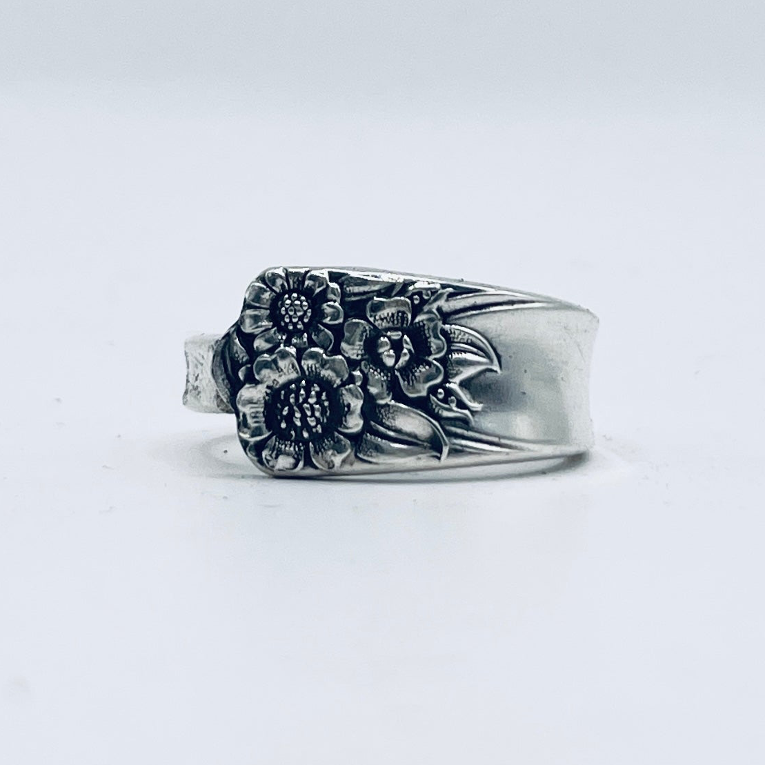 Anello Artigianale GIRASOLI Mod. CLASSICO/SPIRALE  Realizzato con Antica posata in Argento (Prima Metà del ’900)