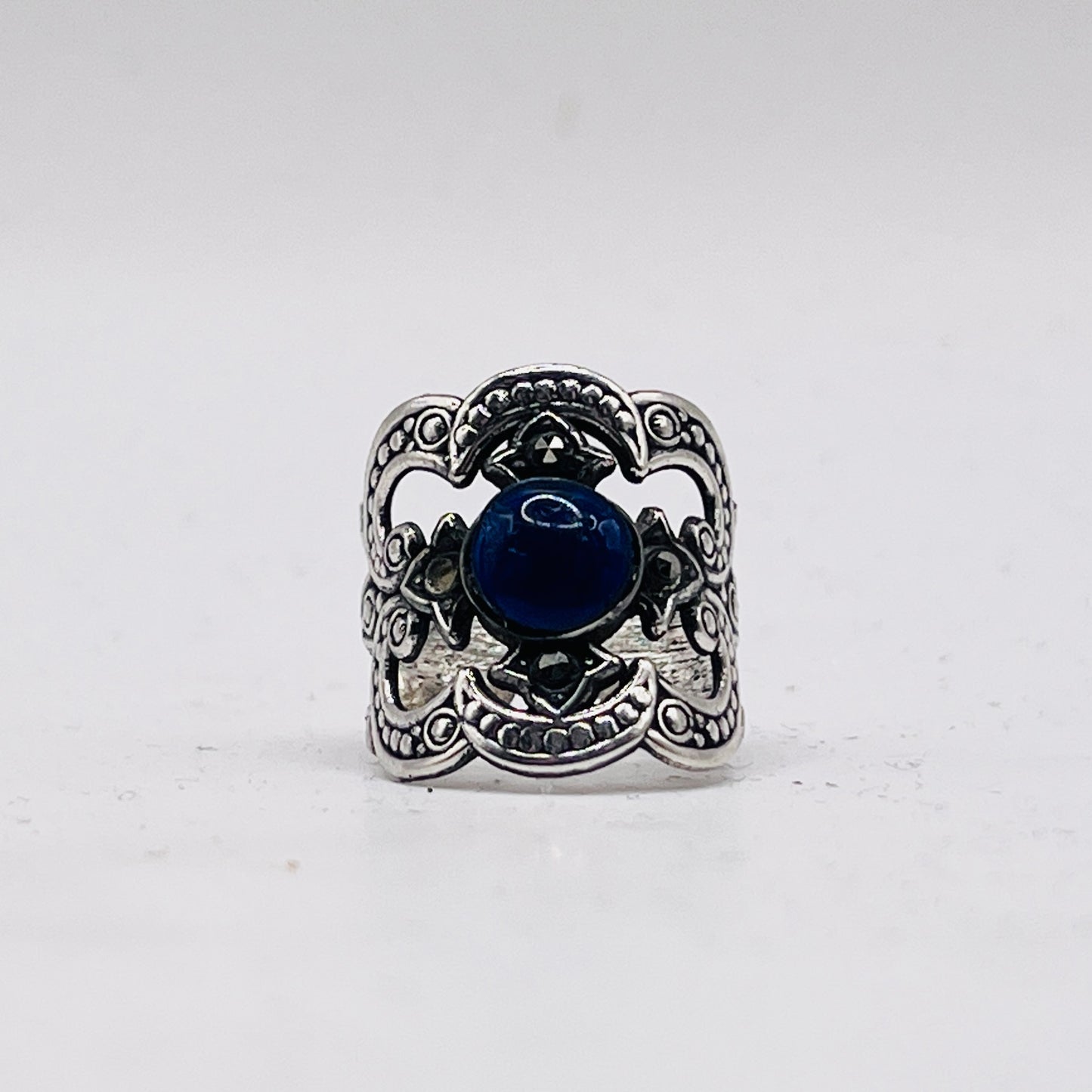 Anello Artigianale SPILLA LAPISLAZZULI Mod. SPILLA Realizzato con Antica spilla in Argento (Prima Metà del ’900)