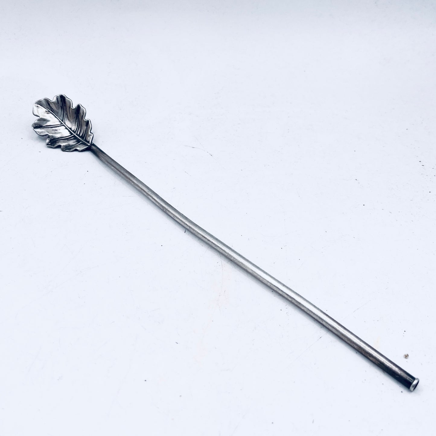 Anello Artigianale CANNUCCIA FOGLIA QUERCIA Mod. SPIRALE  Realizzato con Antica posata in Argento (Prima Metà del ’900)