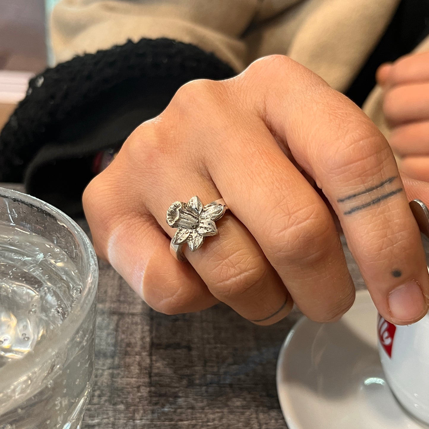 Anello Artigianale NARCISO Mod. REBBI Realizzato con Antica posata in Argento (Prima Metà del ’900)