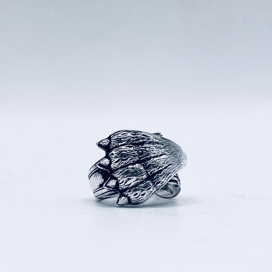 Anello Artigianale ZAMPA LEONE Mod. PINZETTA  SOVRAPPOSTA Realizzato con Antica posata in Argento (Prima Metà del ’900)