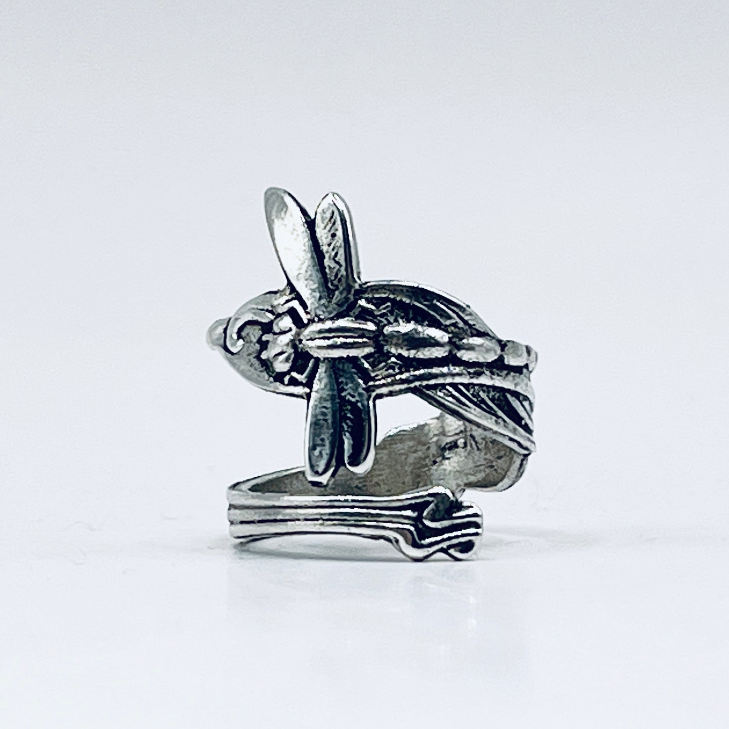 Anello Artigianale LIBELLULA Mod. CLASSICO/SPIRALE  Realizzato con Antica posata in Argento (Prima Metà del ’900)