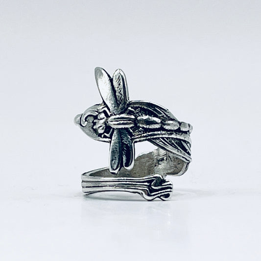 Anello Artigianale LIBELLULA Mod. CLASSICO/SPIRALE  Realizzato con Antica posata in Argento (Prima Metà del ’900)