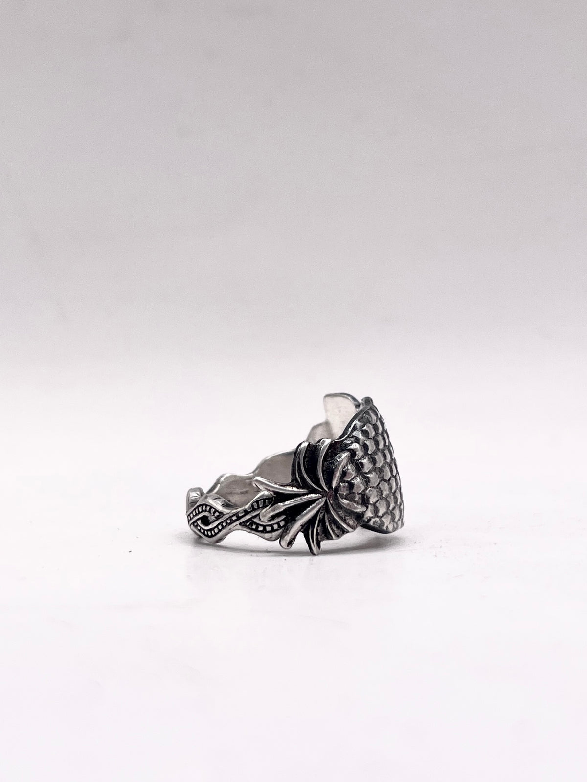 Anello Ananas Puerto Rico ricavato da una posata antica in lega d’argento – vista 5