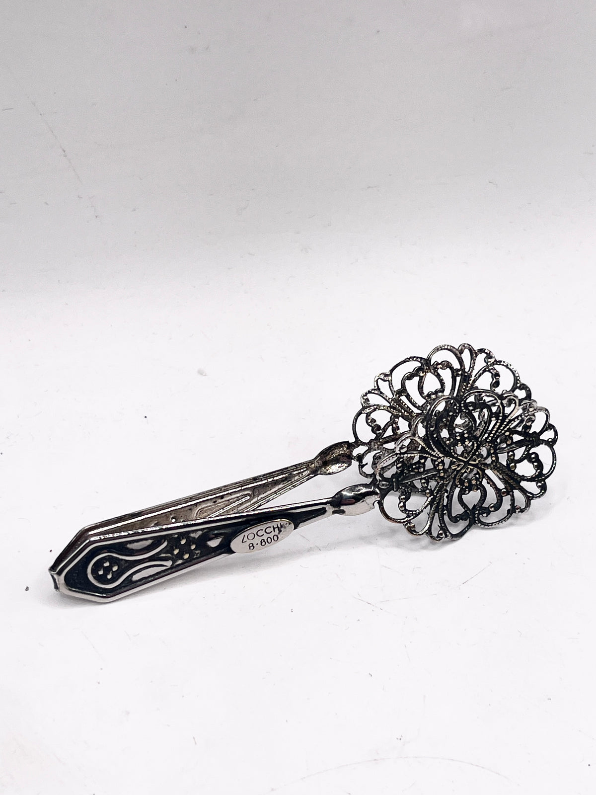 Anello Artigianale MERLETTO FIORITO Mod. PINZETTE Realizzato con Antica pinzetta in Argento (Prima Metà del ’900)