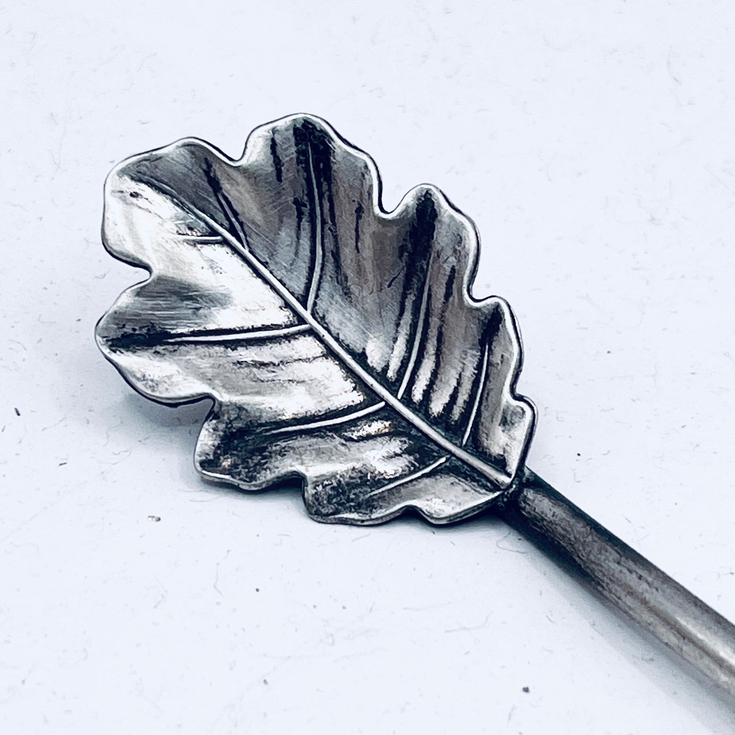 Anello Artigianale CANNUCCIA FOGLIA QUERCIA Mod. SPIRALE  Realizzato con Antica posata in Argento (Prima Metà del ’900)