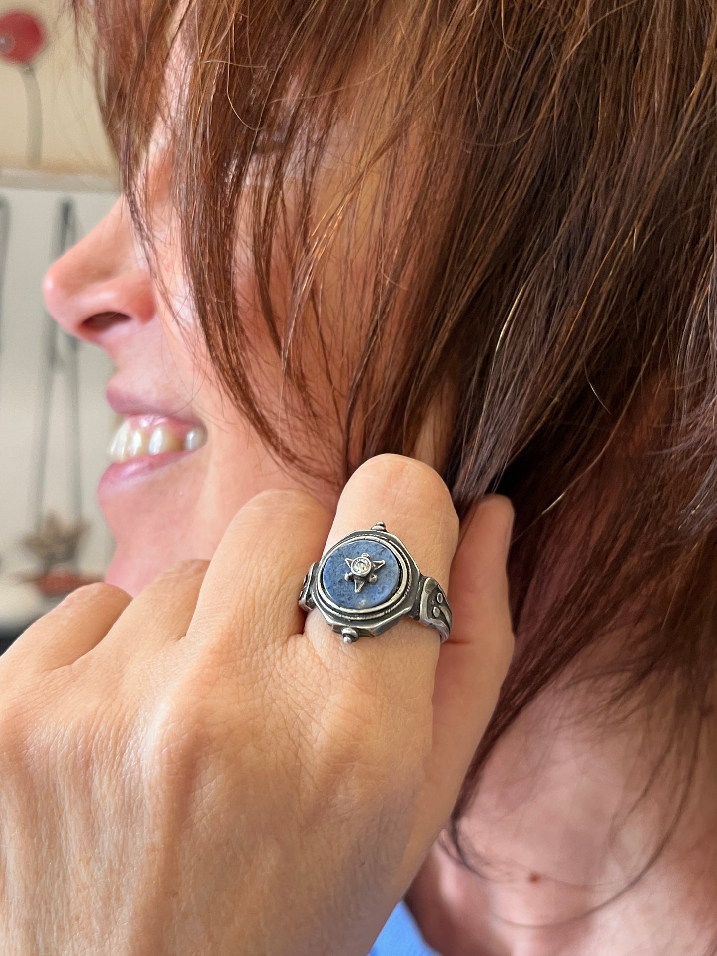 Anello Artigianale SPILLA ROSA DEI VENTI  Mod. SPILLA Realizzato con Antica spilla in Argento (Prima Metà del ’900)