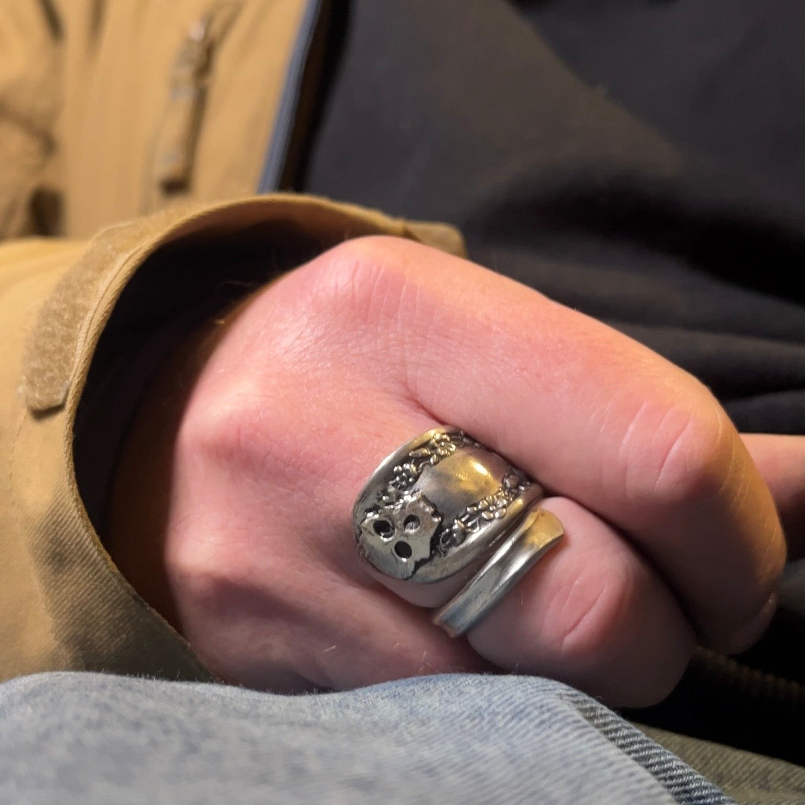 Anello Artigianale TESCHIO Mod. SPIRALE  Realizzato con Antica posata in Argento (Prima Metà del ’900)