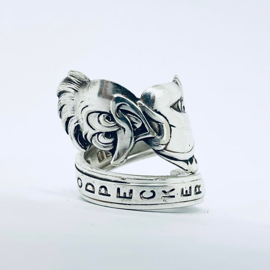 Anello Artigianale WOODY WOODPECKER Mod. SPIRALE  Realizzato con Antica posata in Argento (Prima Metà del ’900)