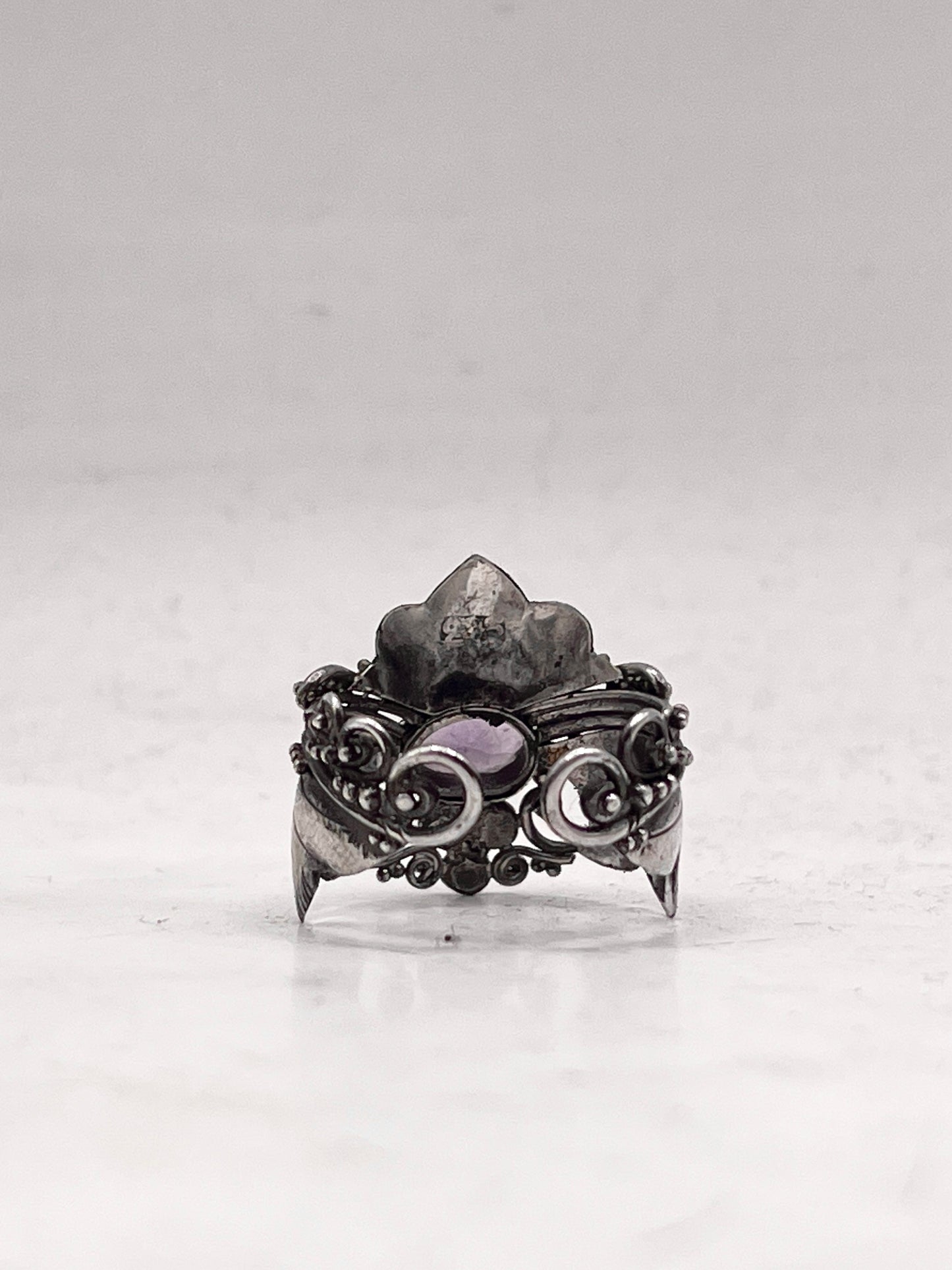 Anello Artigianale SAILOR MOON Mod. SPILLA AMETISTA Realizzato con Antica spilla in Argento (Prima Metà del ’900)