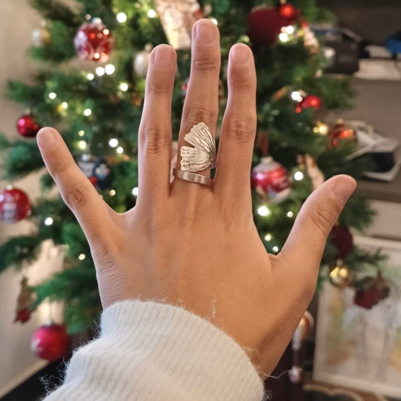 Anello Artigianale Mod. GINKGO  Realizzato con Antica posata in Argento (Prima Metà del ’900)