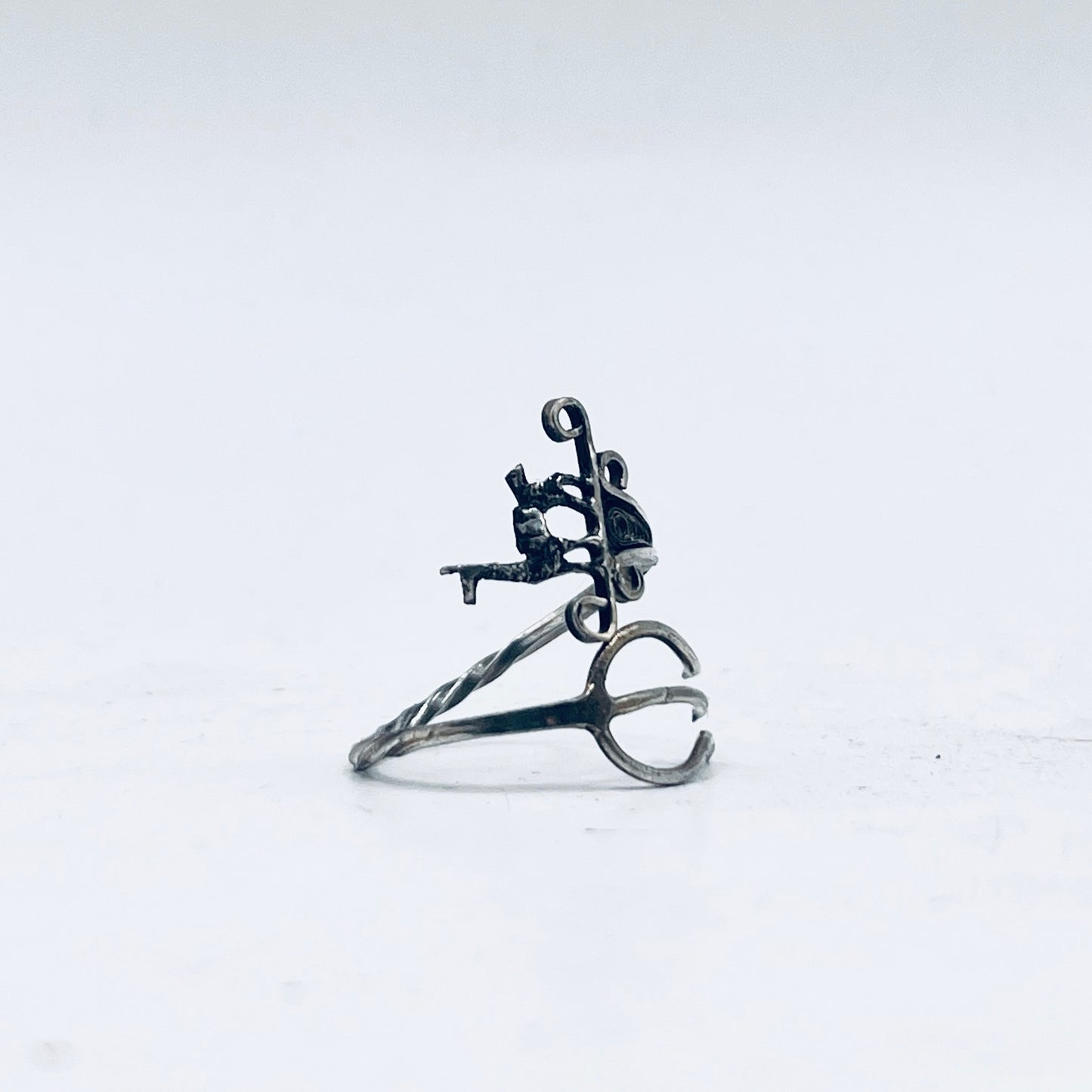 Anello Artigianale LAMA Mod. FORCHETTINA Realizzato con intera antica forchettina in Argento 925 (Prima Metà del ’900)