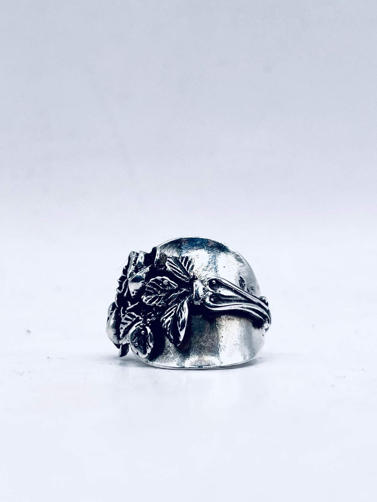Anello Intero Rose ricavato da un cucchiaino antico in argento 925 – vista 4