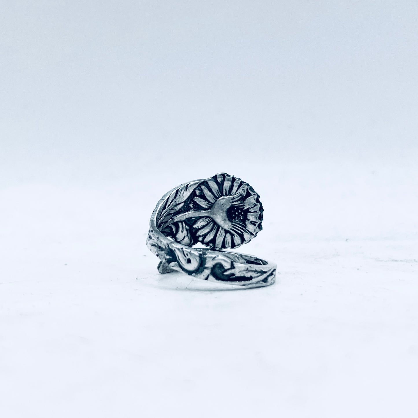 Anello Artigianale GIRASOLE Mod. SPIRALE  Realizzato con  Antica posata in Argento (Prima Metà del ’900)