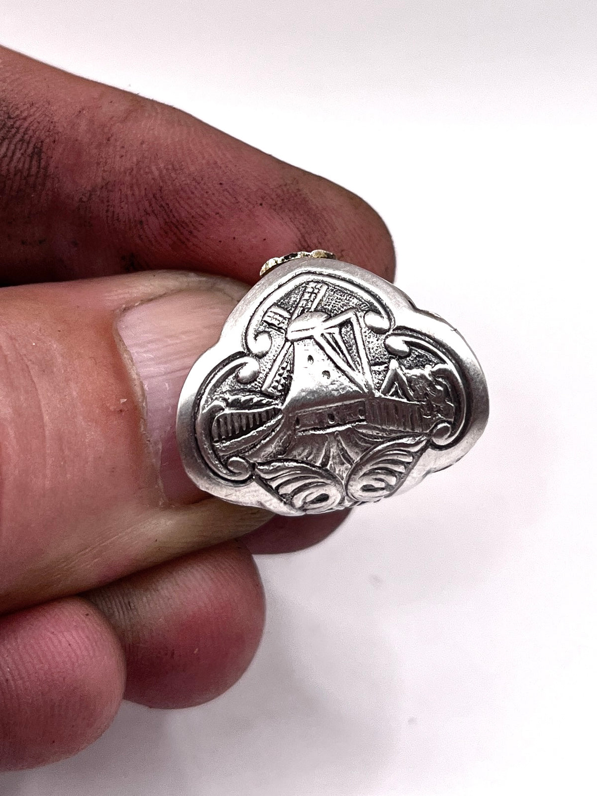 Anello Artigianale MULINO A VENTO  Mod. CLASSICO Realizzato con Antica posata in Argento (Prima Metà del ’900)