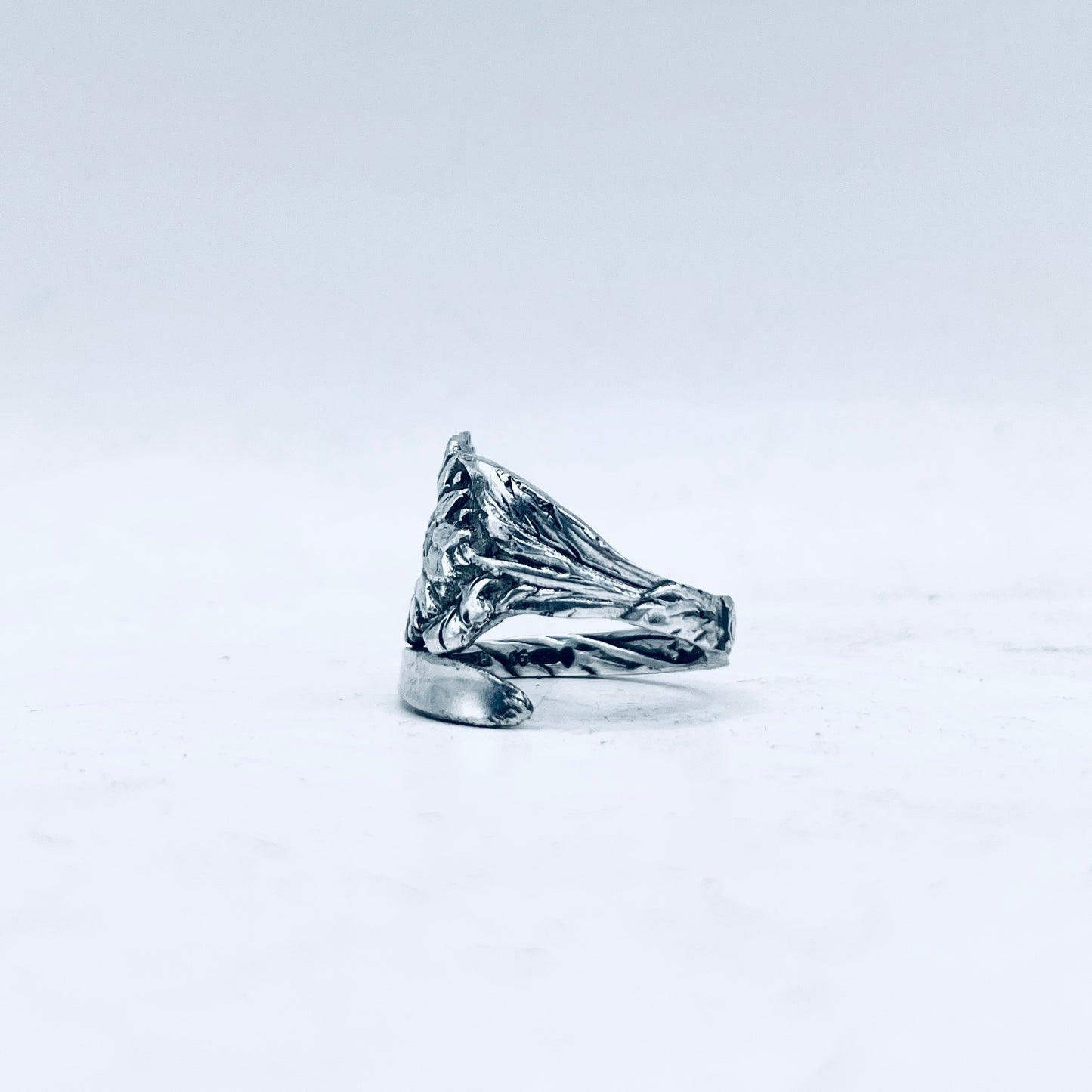 Anello Artigianale GIRASOLE Mod. SPIRALE  Realizzato con  Antica posata in Argento (Prima Metà del ’900)