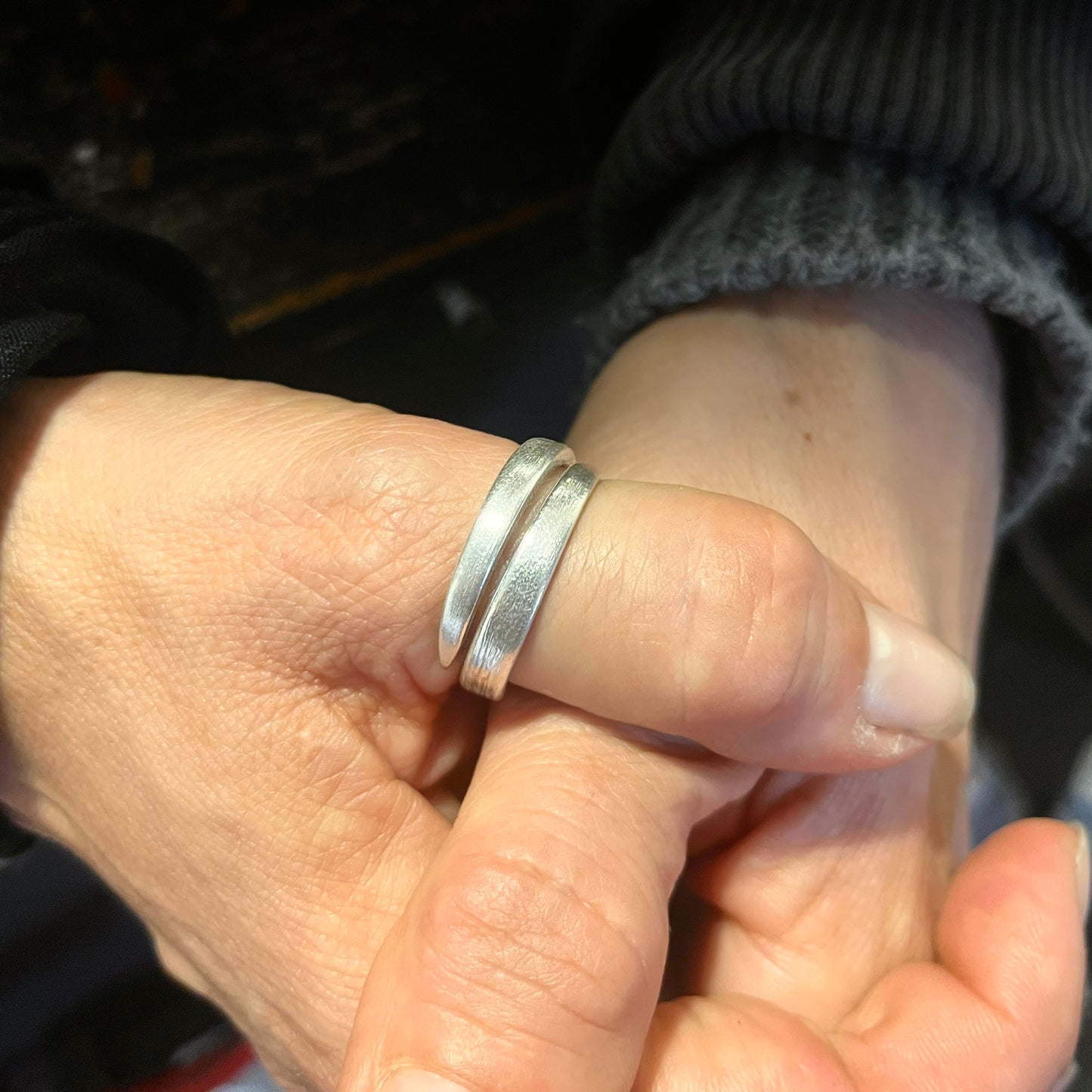 Anello Artigianale DOPPIA FEDINA Mod. REBBI Realizzato con Antica posata in Argento (Prima Metà del ’900)