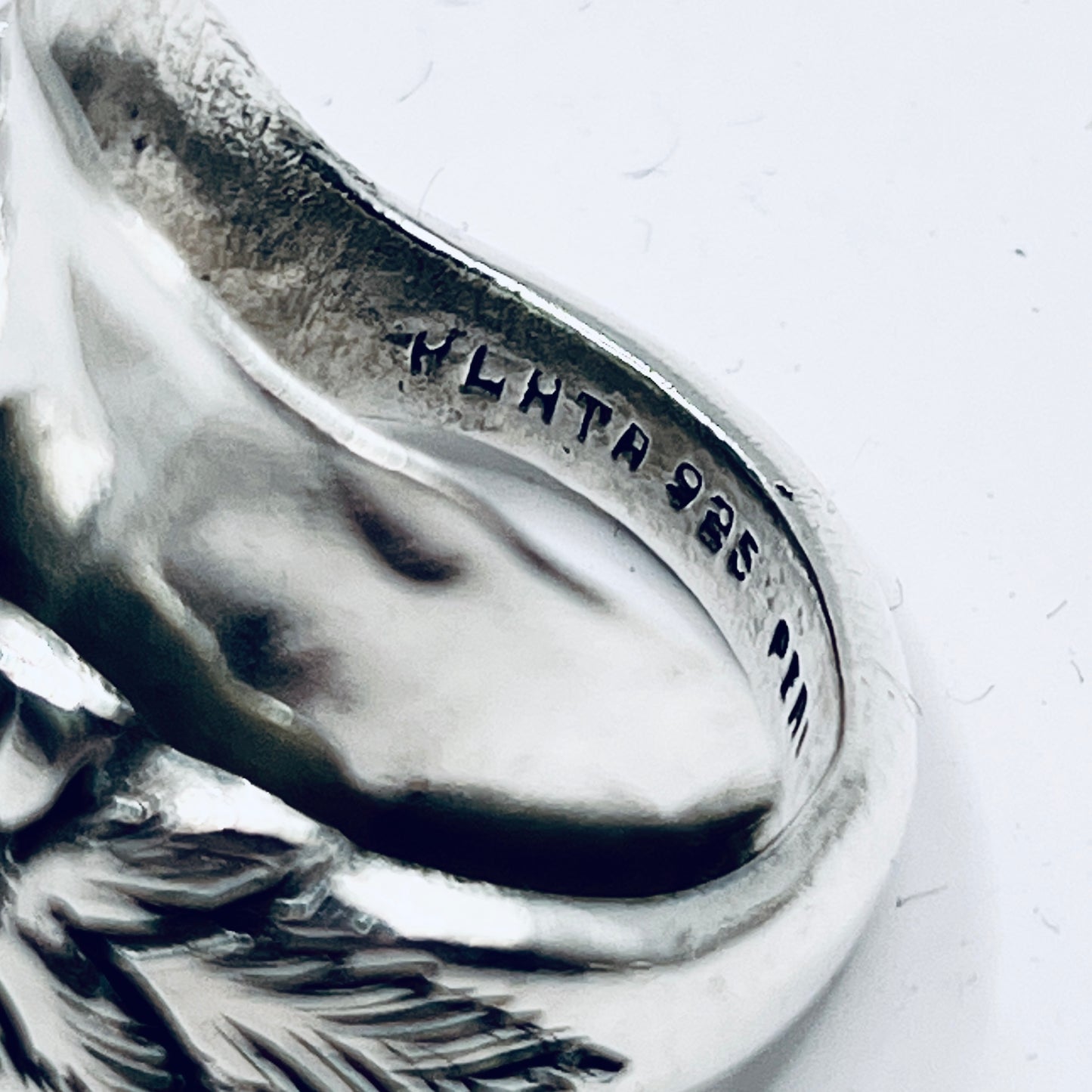 Anello Artigianale FIORE PERÙ Mod. INTERO MARTELLATO Realizzato con intero Antico Cucchiaino in Argento 925(Prima Metà del ’900)