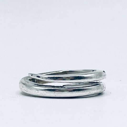 Anello Artigianale DOPPIA FEDINA Mod. REBBI Realizzato con Antica posata in Argento (Prima Metà del ’900)