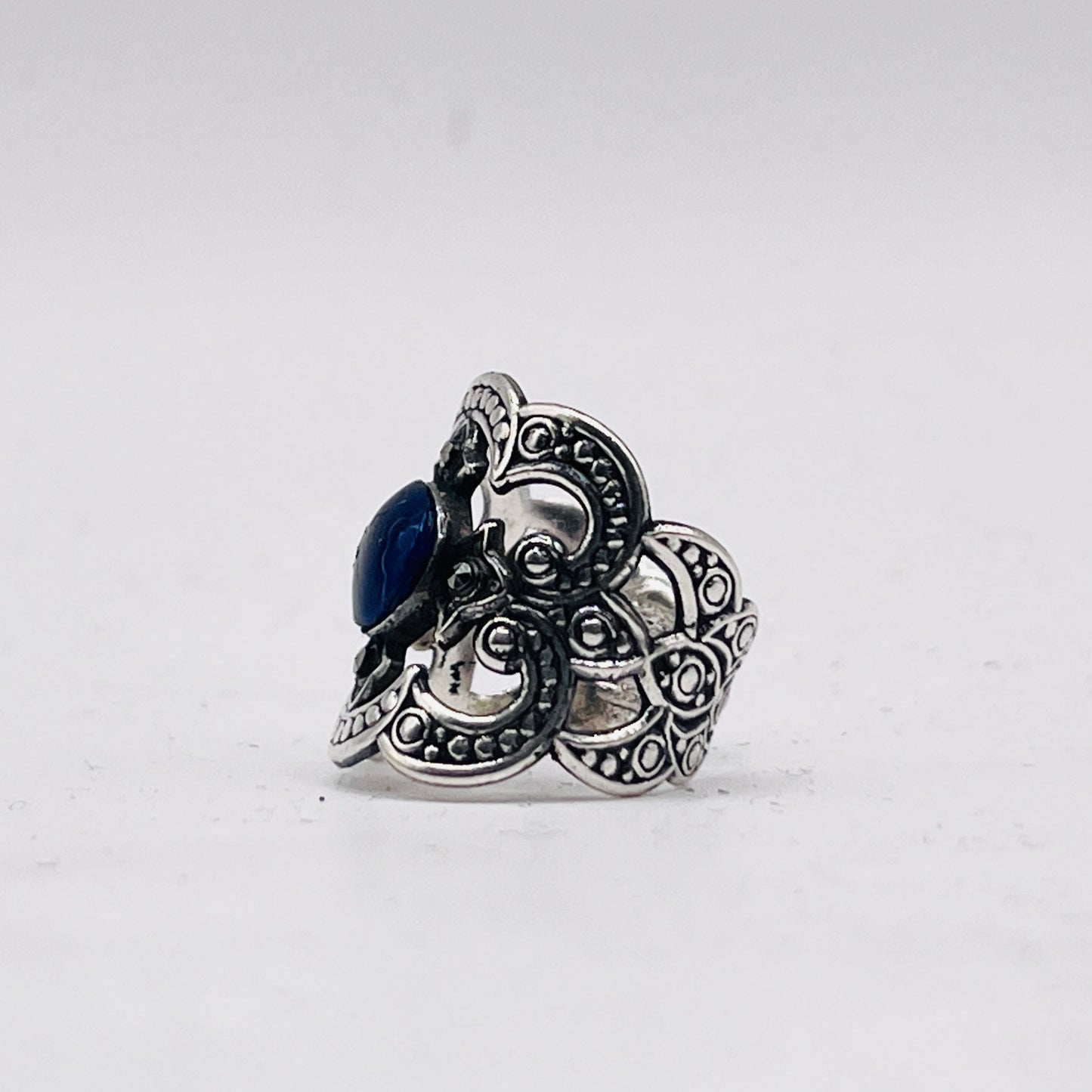 Anello Artigianale SPILLA LAPISLAZZULI Mod. SPILLA Realizzato con Antica spilla in Argento (Prima Metà del ’900)