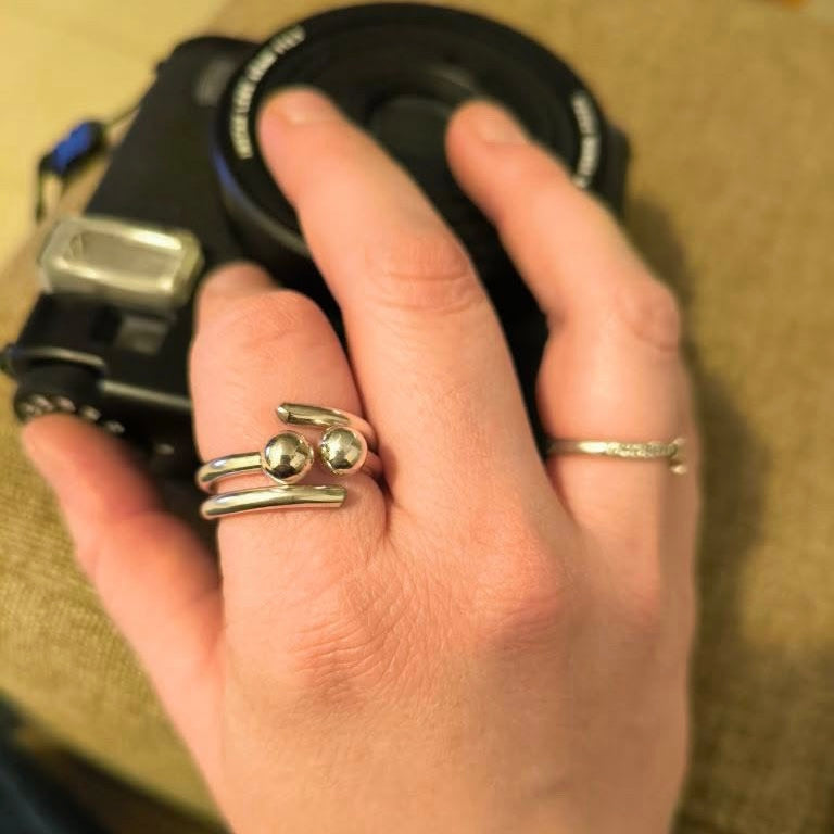 Anello Artigianale PALLINE Mod. CLASSICO  Realizzato con Antica posata in Argento (Prima Metà del ’900)