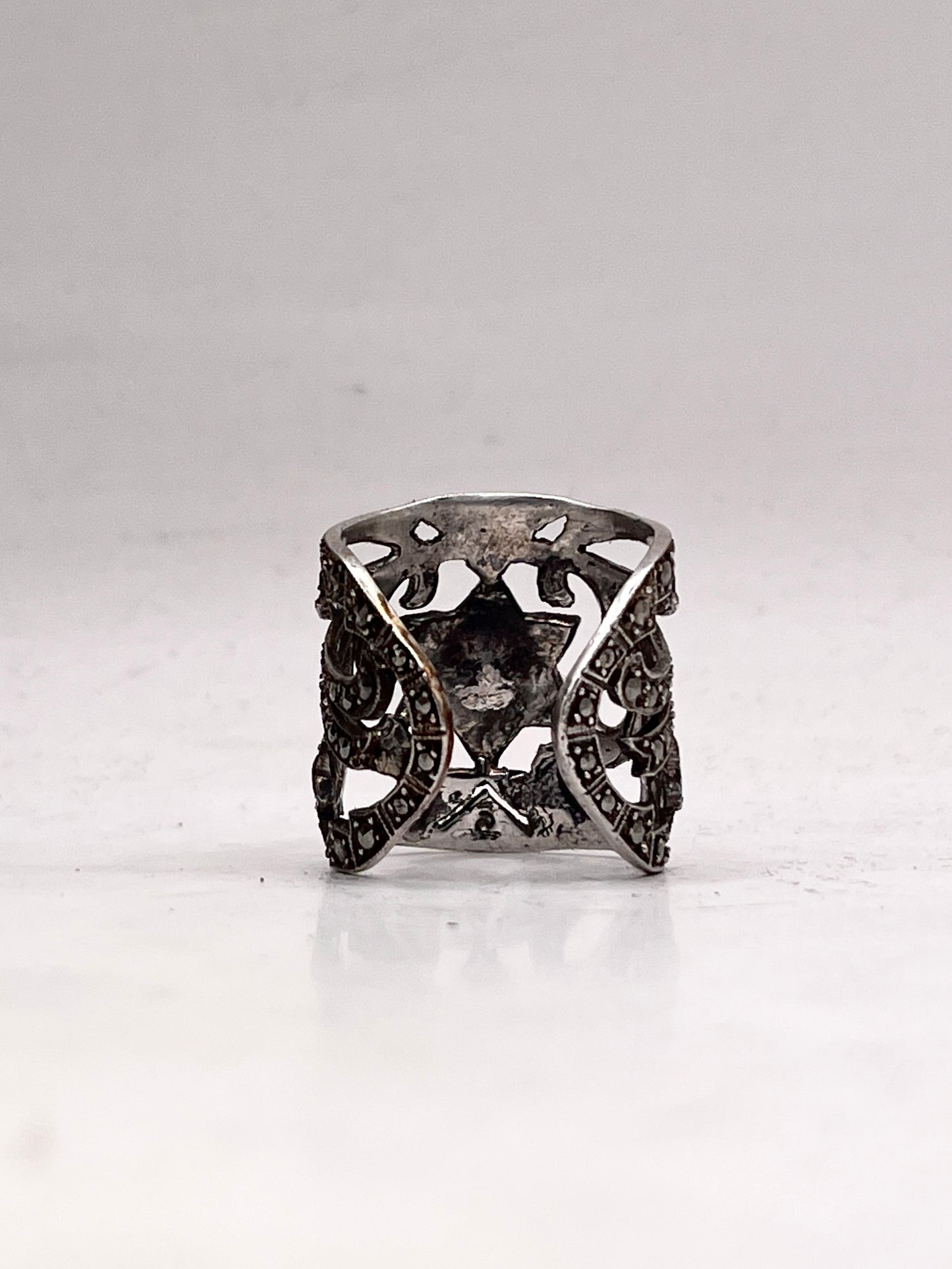 Anello Artigianale SPILLA ROSONE Mod. SPILLA MARCASSITI Realizzato con Antica spilla in Argento (Prima Metà del ’900)