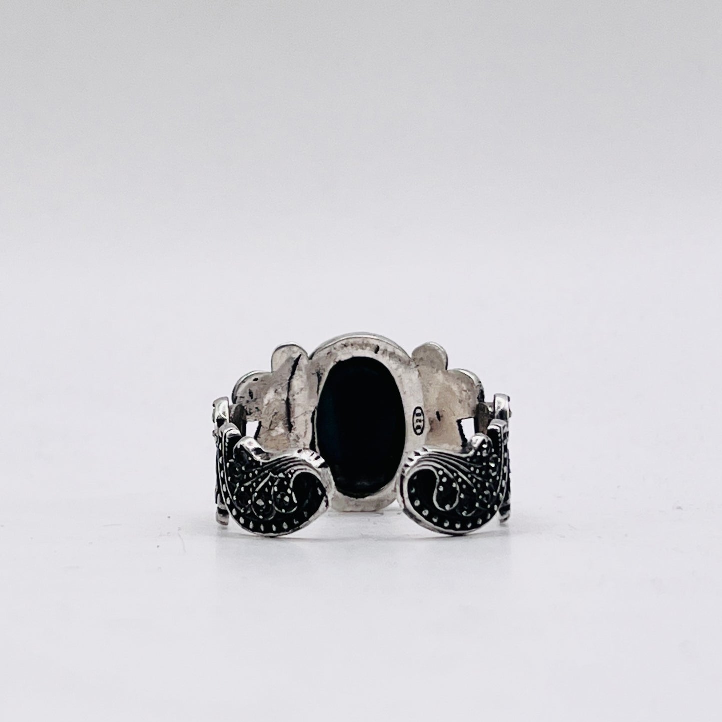 Anello Artigianale SPILLA MALACHITE Mod. SPILLA Realizzato con Antica spilla in Argento (Prima Metà del ’900)