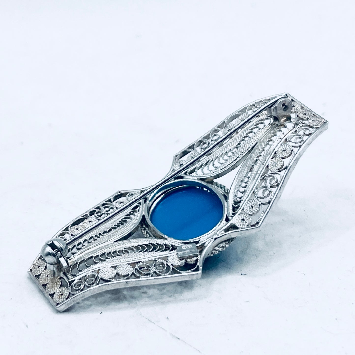 Anello Artigianale SPILLA TURCHESE Mod. SPILLA Realizzato con Antica spilla in Argento (Prima Metà del ’900)