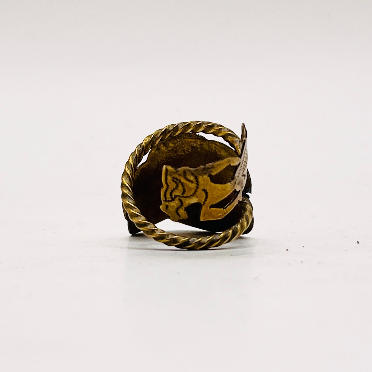 Anello Artigianale “Wayang Kulit” Mod. INTERO SPIRALE  Realizzato con Antica posata in OTTONE (Prima Metà del ’900)
