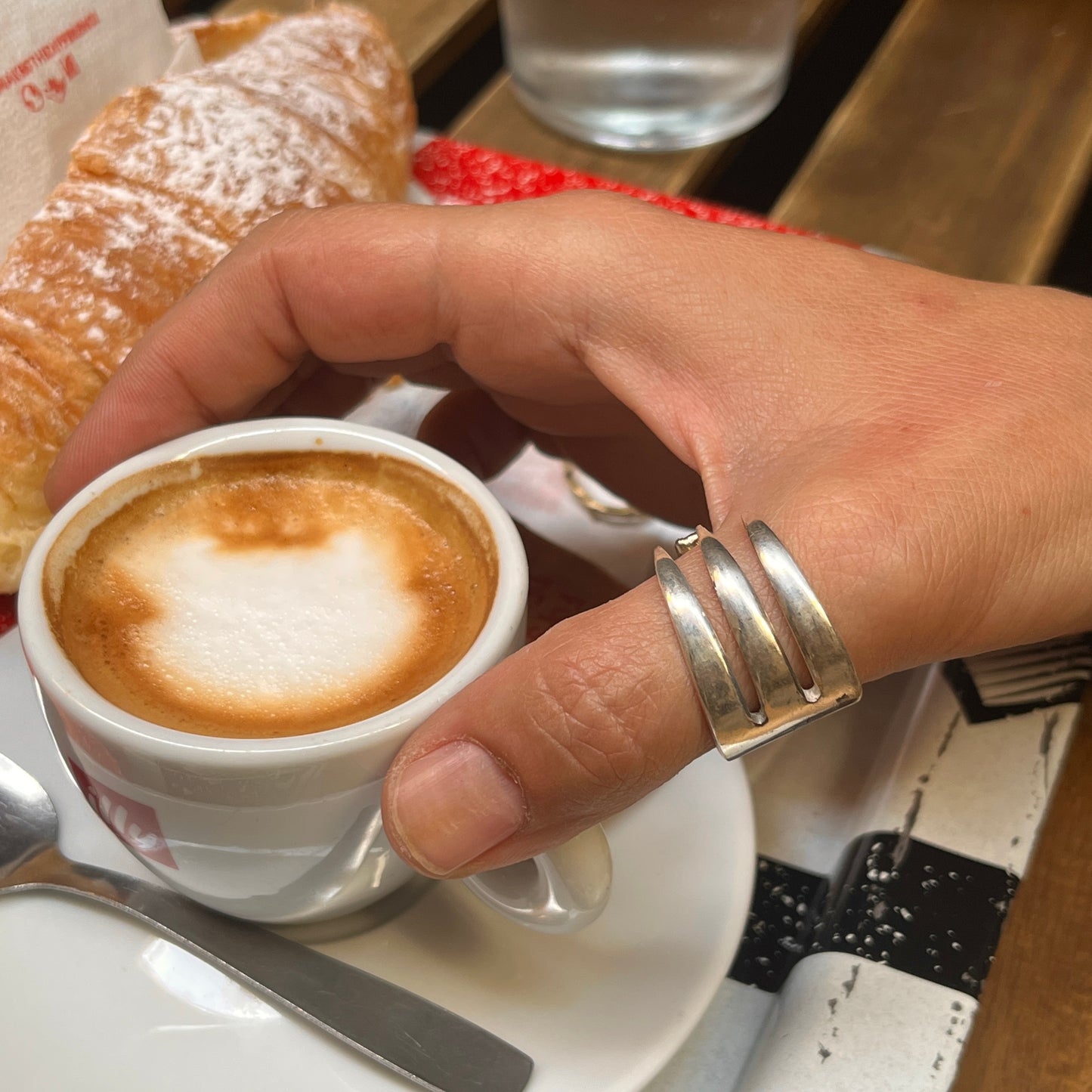 Anello Artigianale TRIDENTE Mod. FORCHETTA  Realizzato con Antica posata in Argento (Prima Metà del ’900)