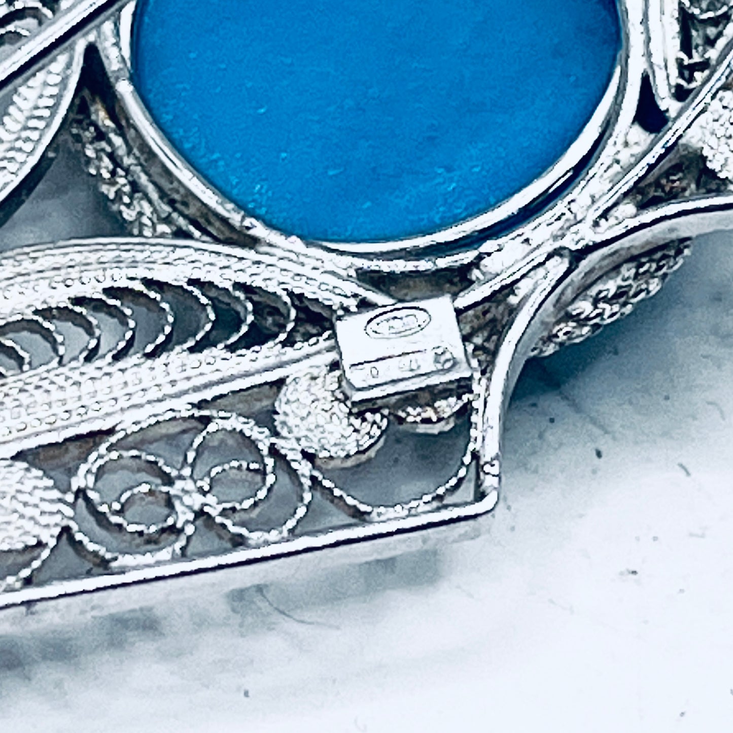 Anello Artigianale SPILLA TURCHESE Mod. SPILLA Realizzato con Antica spilla in Argento (Prima Metà del ’900)