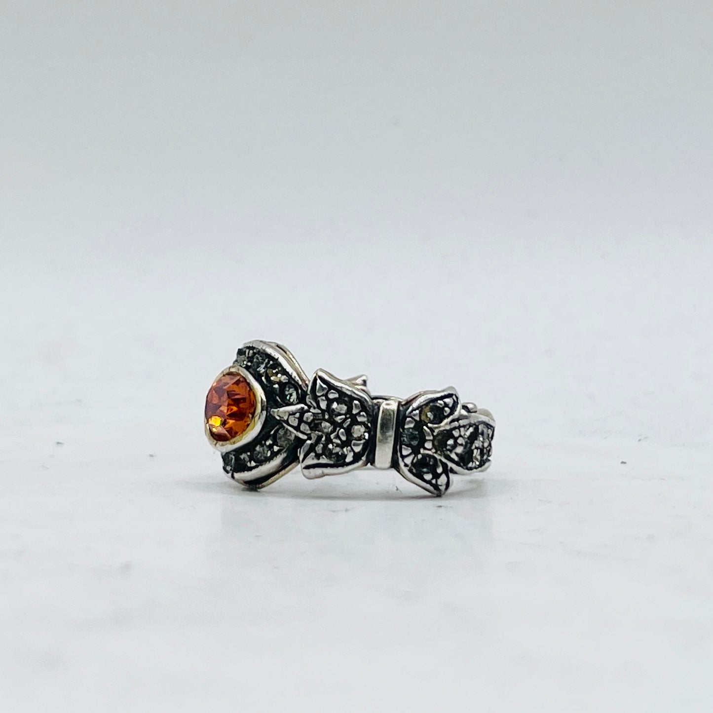 Anello Artigianale SPILLA QUARZO CITRINO Mod. SPILLA Realizzato con Antica spilla in Argento (Prima Metà del ’900)