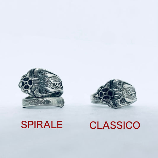 Anello Artigianale RUSSIA Mod. CLASSICO/SPIRALE  Realizzato con Antica posata in Argento (Prima Metà del ’900)