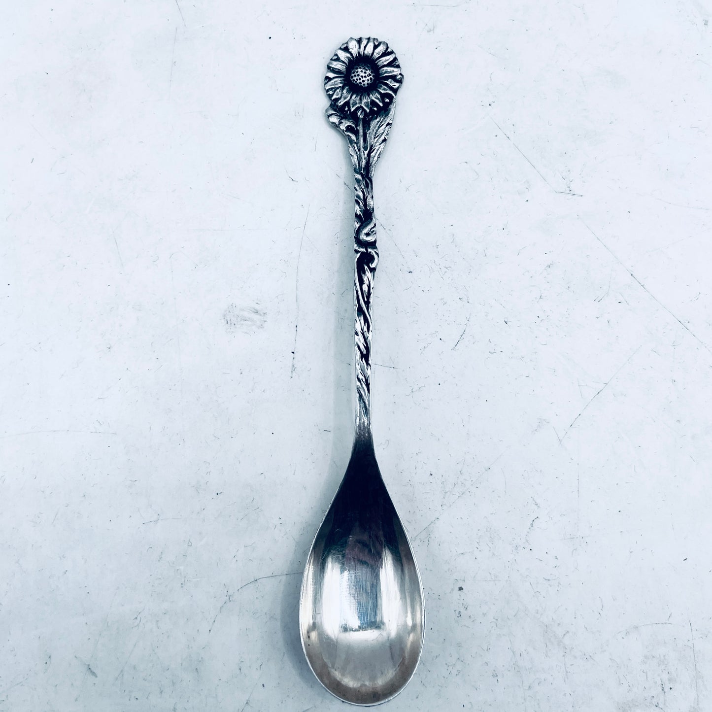 Anello Artigianale GIRASOLE Mod. SPIRALE  Realizzato con  Antica posata in Argento (Prima Metà del ’900)