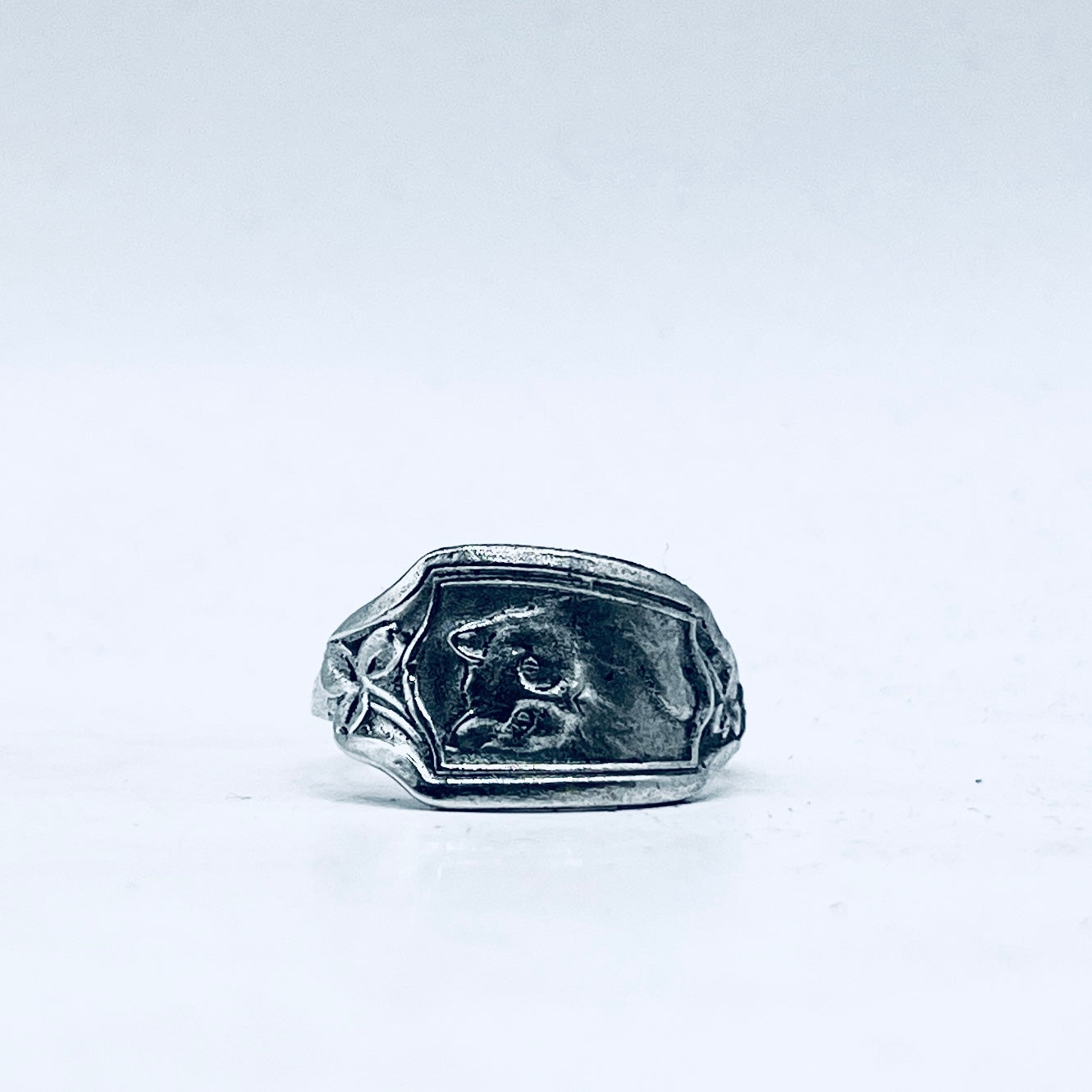 Anello Artigianale GATTO VIPPY 04 Mod. CLASSICO  Realizzato con Antica posata in Argento (Prima Metà del ’900